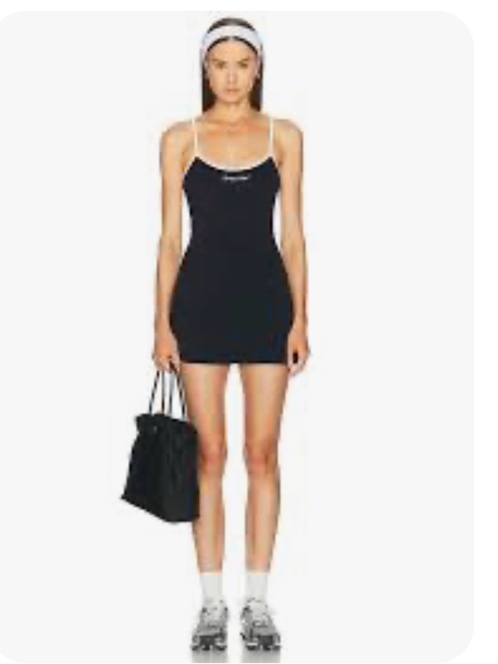 Opera Sport Black Slim Spaghetti-Strap Mini Dress